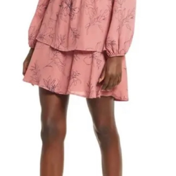 OPEN EDIT pink floral Cutout Long Sleeve Minidress size XS NWT - Picture 4 of 9